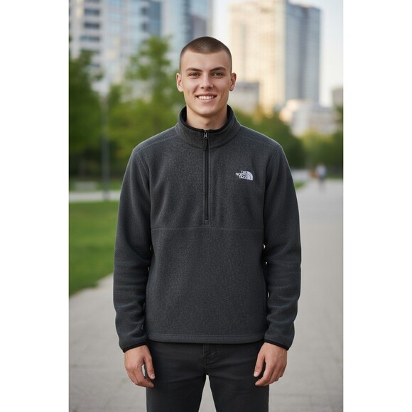 The North Face Men’s Large 1/4 Quarter Zip Pullover Gray Fleece Sweatshirt - Picture 1 of 8